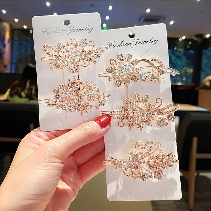 

5PCS All-match crystal hairpin female student adult head bangs clip ponytail hairpin