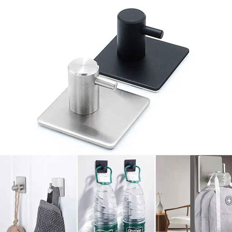 

1PC Durable Aluminum Door Hook Self Adhesive Home Wall Door Hook Portable Clothes Hange Bags Key Rack Kitchen Towel Hanger