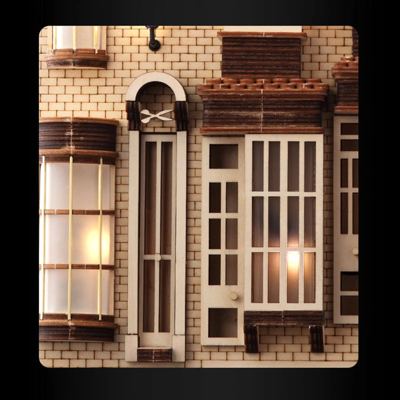 

DIY Book Nook Famous Movie Building Model Wooden Bookend Bookshelf Insert Bookcase With Light Kit Toy for Children Birthday Gift