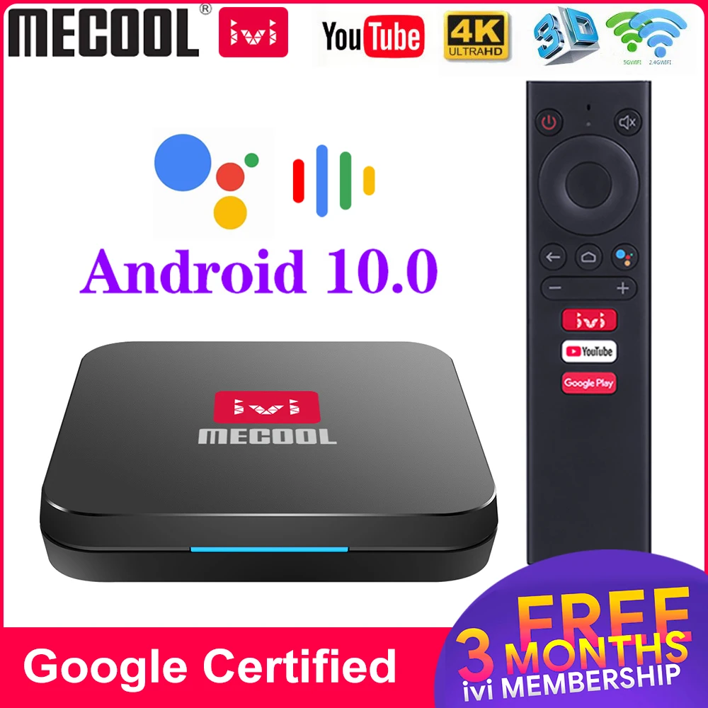 MECOOL KM9 Pro ivi Google Сертифицированный Android TV Android10.0 4 ГБ 32 Amlogic S905X2 9 0 KM3 ATV Гб 64 4K двойной Wi