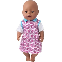 43 cm boy american dolls clothes lovely love printed dress born baby toys accessories fit 18 inch girls doll f958