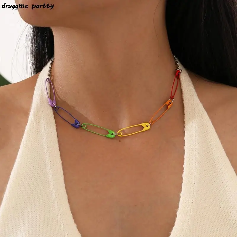 

Креативная Забавная красочная Пряжка, булавка, ожерелье для женщин и девушек, простое геометрическое ожерелье, ювелирные изделия в подарок