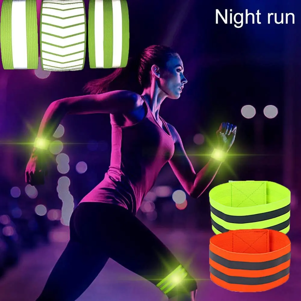 Running Fishing Cycling Reflective Strips Warning Wristband Safety Armband Bicycle Bind Pants Hand Leg Strap Tape | Спорт и