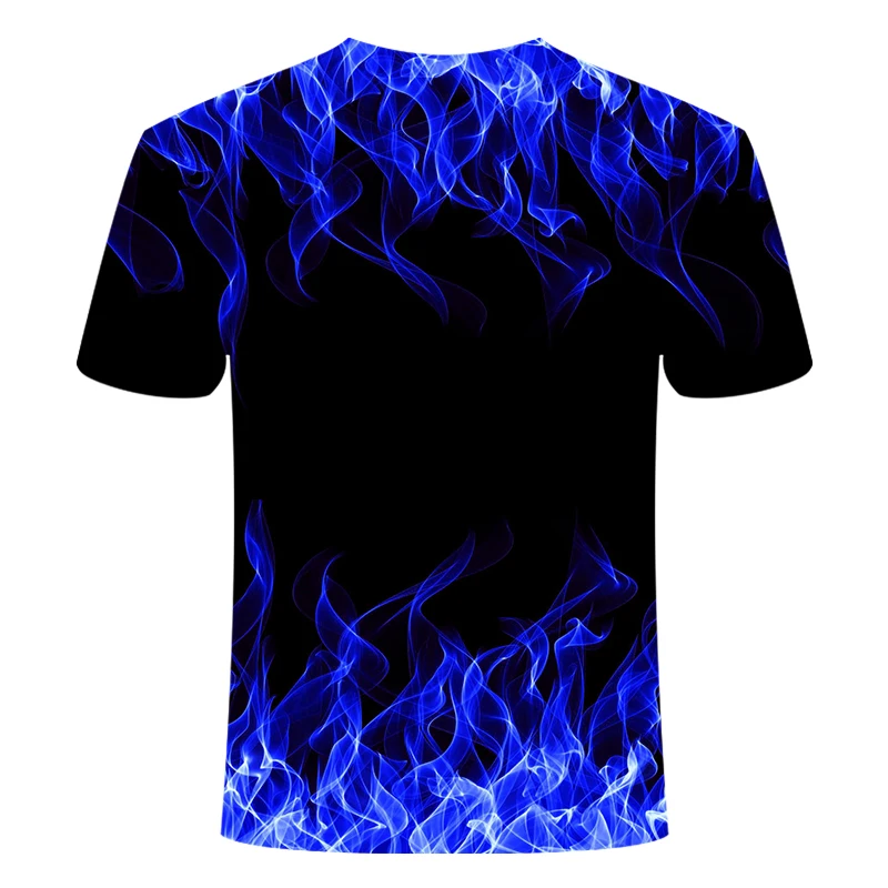 3d футболка черная футболка Повседневный Топ Camiseta Streatwear с коротким рукавом Ткань Синий Красный пламенный модная летняя футболка мужская футболка