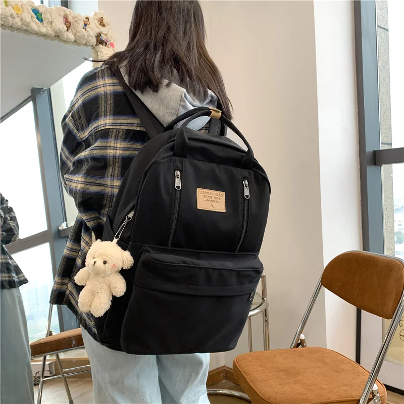 

New 2022Korean Style Schoolbag Multifunction Double Zipper Women Backpack Teenager Girls Laptop Backpack Student Shoulder Bag