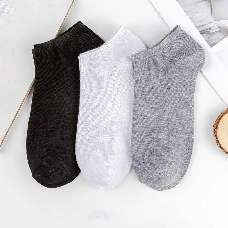 

1/5 Pairs Men Socks Breathable Sports Socks Solid Color Boat Socks Comfortable Cotton Ankle Socks White Black