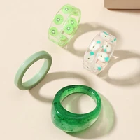 luoyiyang jewelry rings for women ins style green transparent resin fashion ring womens