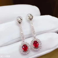 kjjeaxcmy boutique jewelry 925 sterling silver inlaid natural ruby womens earrings support detection