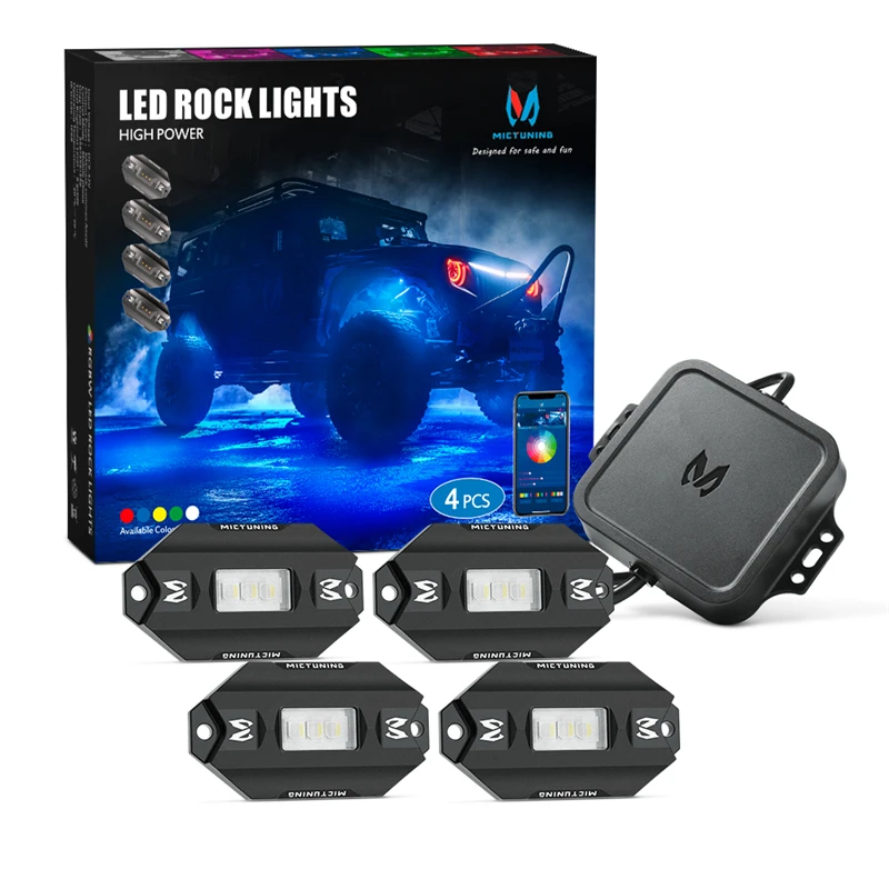 

MICTUNING RGBW светодиодный Rock свет с Bluetooth контроллером, функцией таймера, музыкальным режимом-C1 4Pods, разноцветные неоновые Фотообои