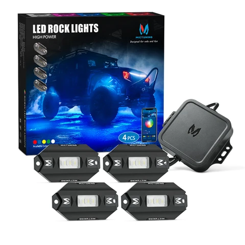 MICTUNING RGBW светодиодный Rock свет с Bluetooth контроллером, функцией таймера, музыкальным режимом-C1 4Pods, разноцветные неоновые Фотообои