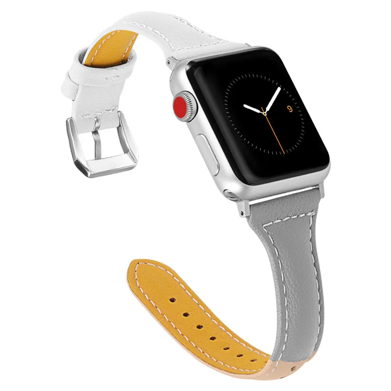 Натуральная кожа сменный ремешок для apple watch группа 4 контрастного цвета браслет Смарт-аксессуары для наручных часов iwatch 3/2/1 44 40 38-42 м