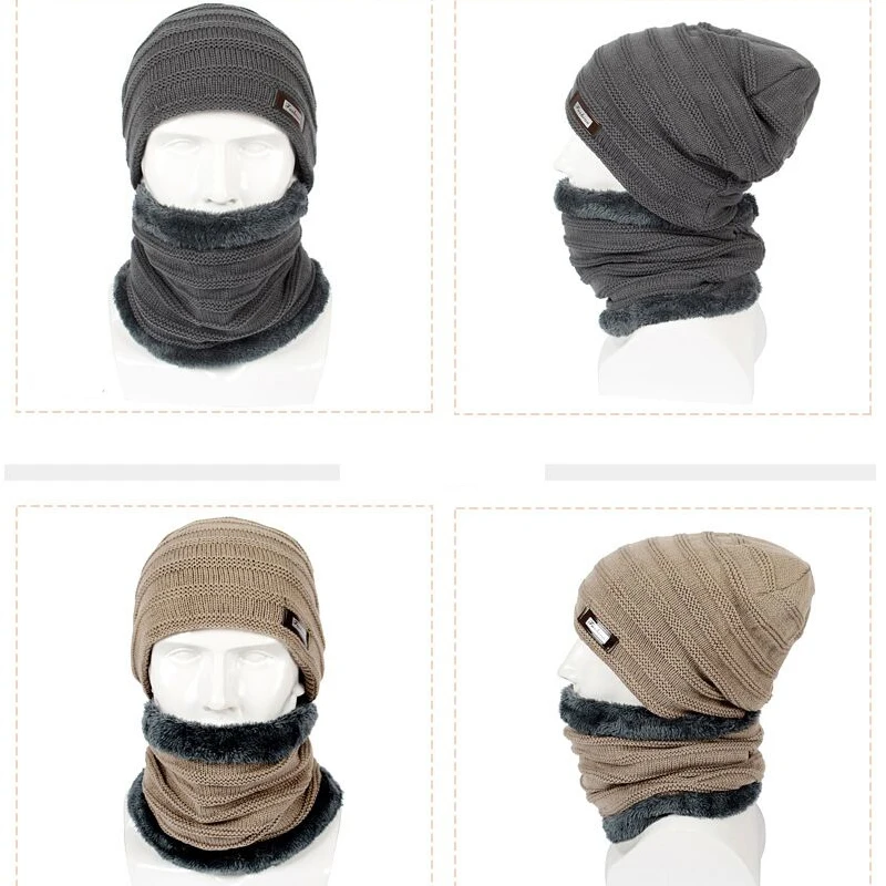 Зимние лыжные шапочки набор шарфов теплая вязаная мужская шапка ветрозащитные