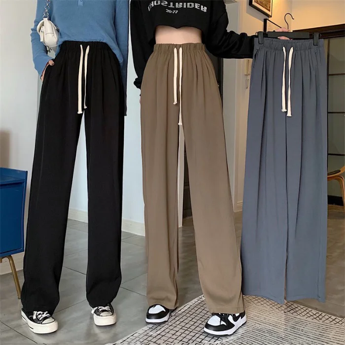 

Wide leg pants women's spring and autumn new high waist slim casual suit pants hanging feeling versatile straight pants