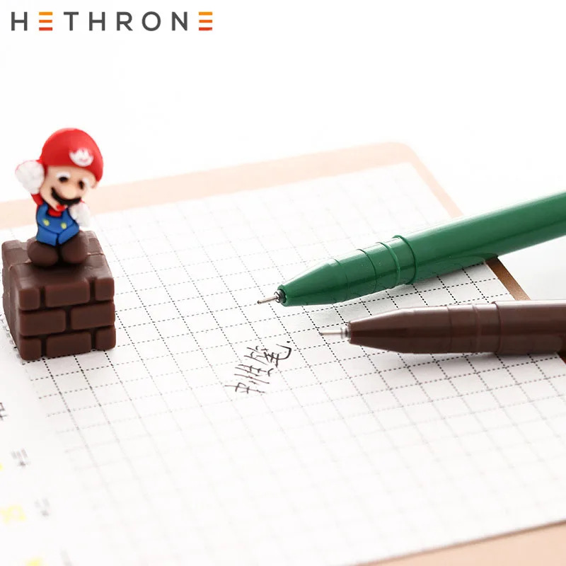 Hethrone 3 шт./лот ручки для школы супер Мэри дизайн канцлер гелевая ручка kawaii