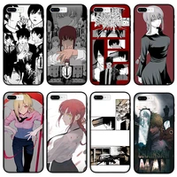 animated chainsaw man black silicone phone case for huawei honor 50 20 30 7 8x 8c 8a 9 9x 9s 10 lite pro case