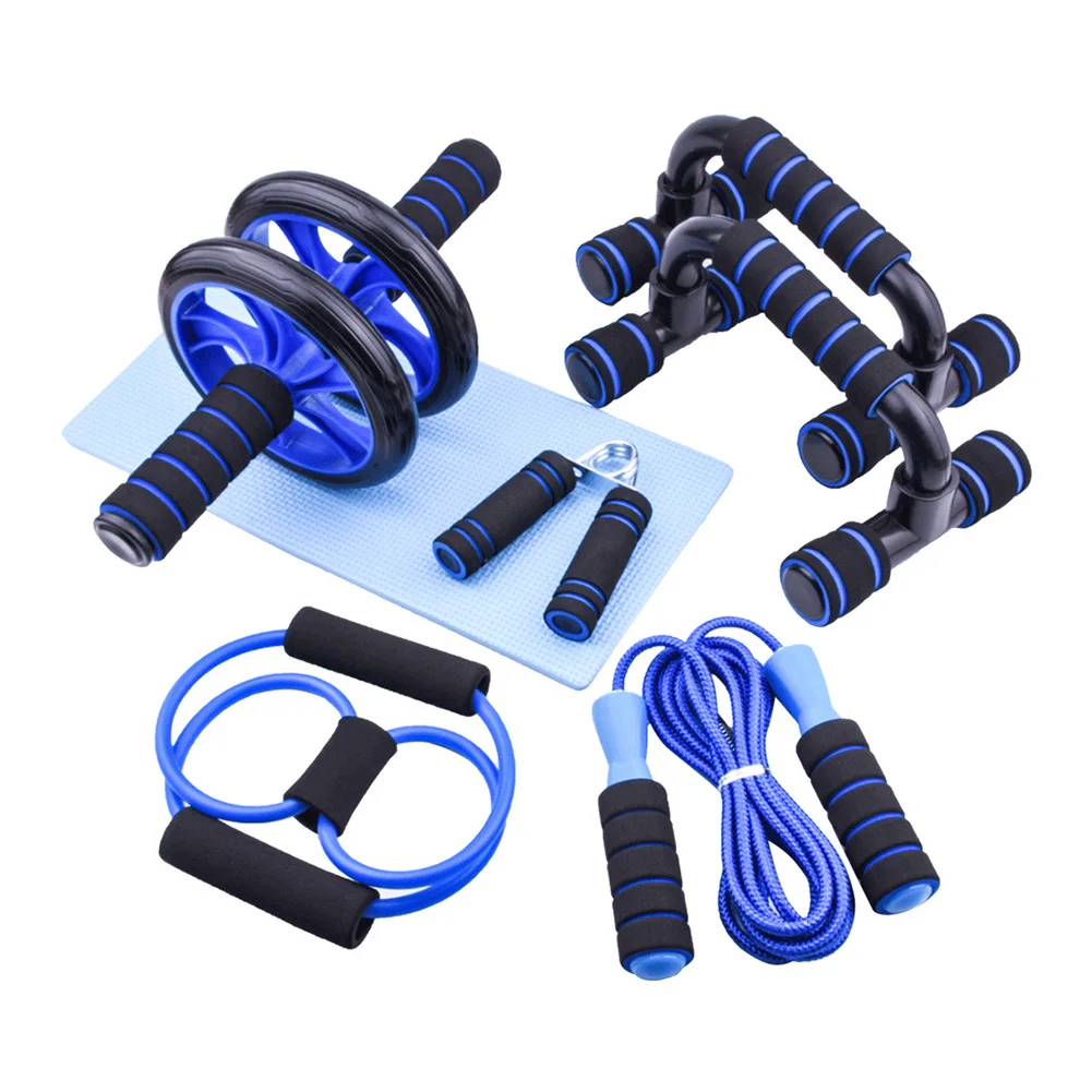 

Home Gym Fitness Set Abdominal Roller Wheel Push Up Bars Skipping Rope Hand Gripper Finger Exerciser Band For Rehabilitation