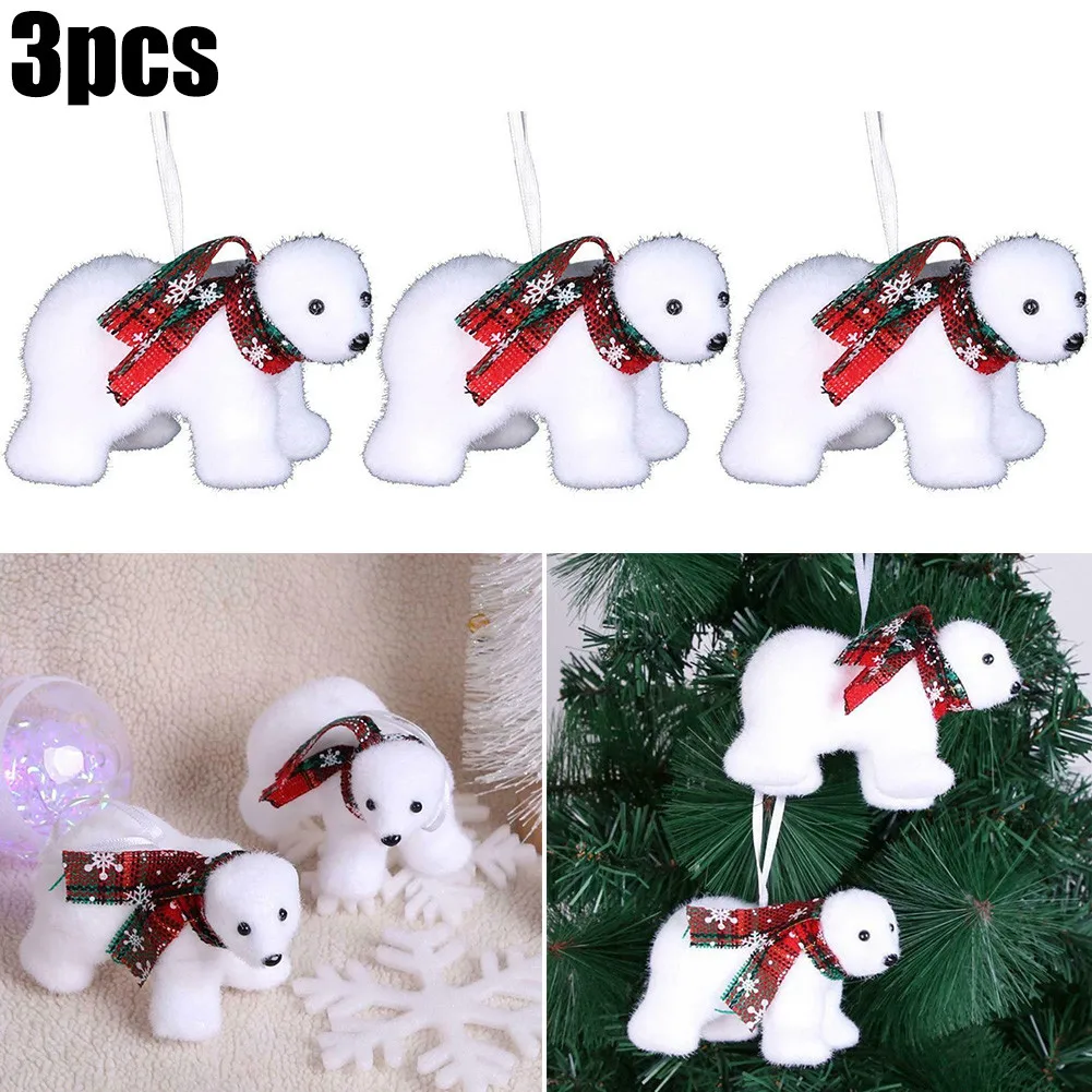 

3pcs Christmas Decoration Ornaments Xmas Tree Cute Mini Bubble Bear Hanging Pendants Light Weight 2022 New Year Home Decor