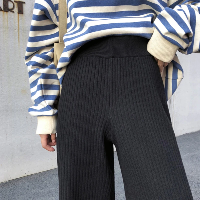 DICLOUD корейские длинные брюки женские зимние свободные с эластичной резинкой на