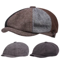 mens retro berets newsboy caps men fashion herringbone stitching flat cap autumn winter woman vintage painter octagonal hats