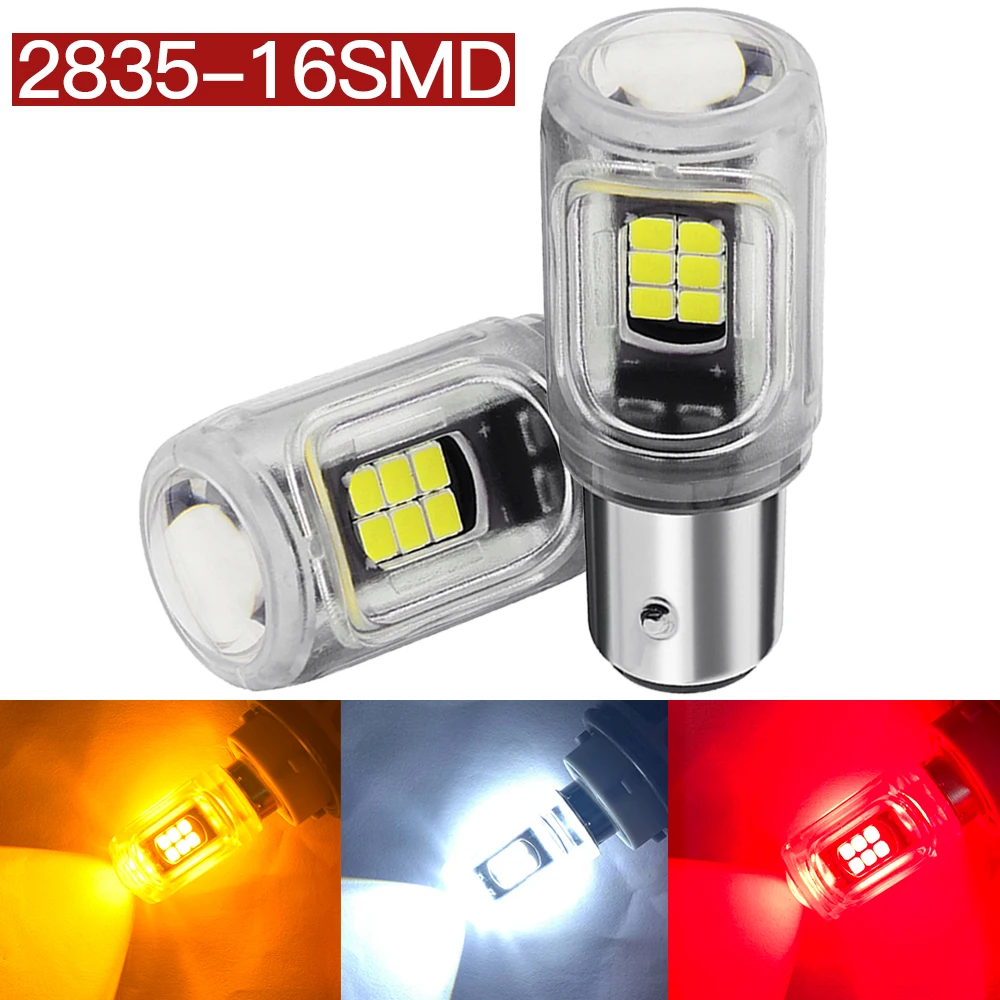 

2pcs P21W 1156 BA15S BAU15S PY21W Car Led Brake Lights Auto Signal Lamp 16SMD 2835 Chips 1157 BAY15D P21/5W White Red Yellow