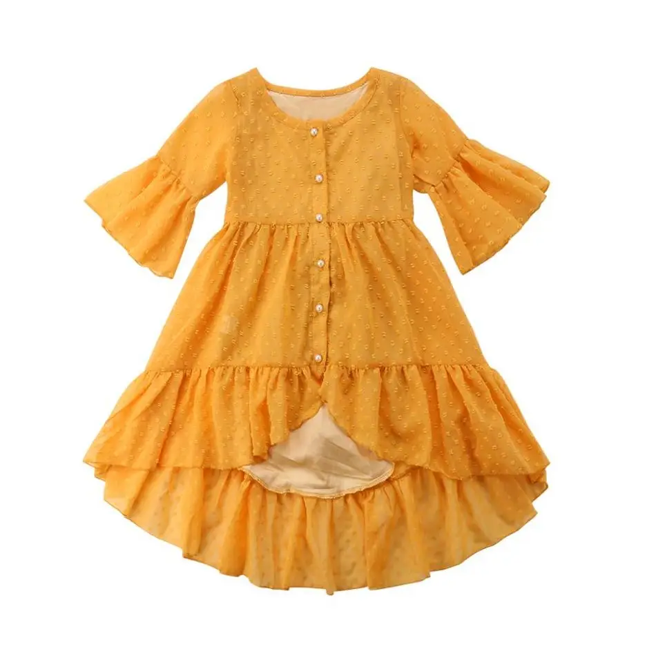 1-6Y Kids Girls Autumn Bohemian Dress Baby Clothes Long Sleeve Ruffle Maxi Party Beach Princess Dresses Children Outfits | Детская