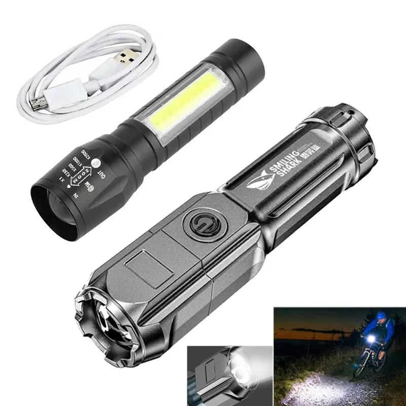 Portable Flashlight Strong Light High-power Rechargeable Zoom Highlight Tactical Flashlight Outdoor Lighting LED Flashlight