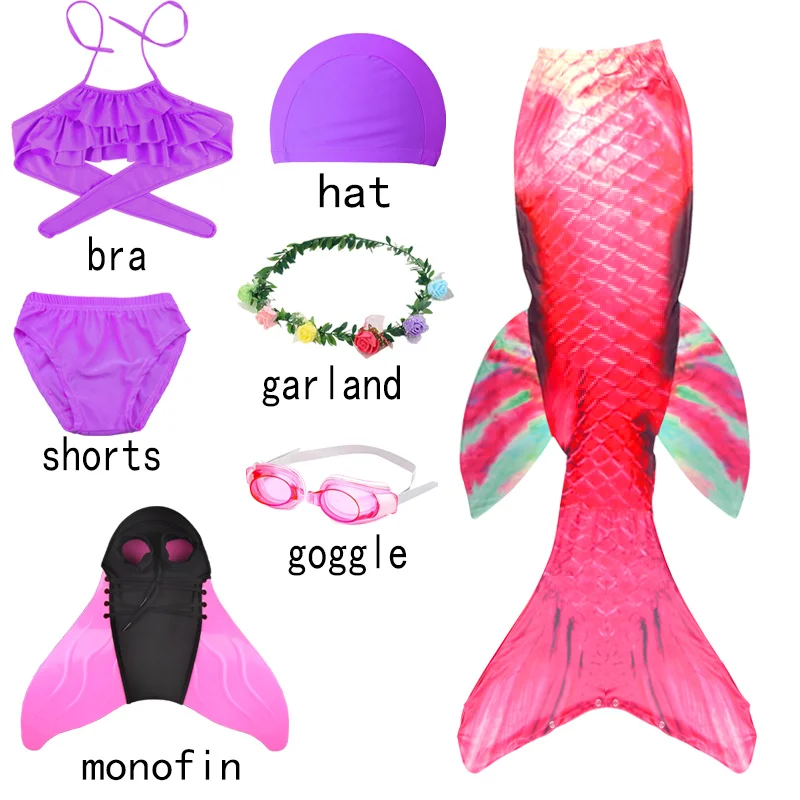 

Girls Swimming Mermaid Tail Beach Bikini Suit Spandex Swimwear Mermaid Costume Cosplay Kids Swimsuit Monofin Queue De Sirene