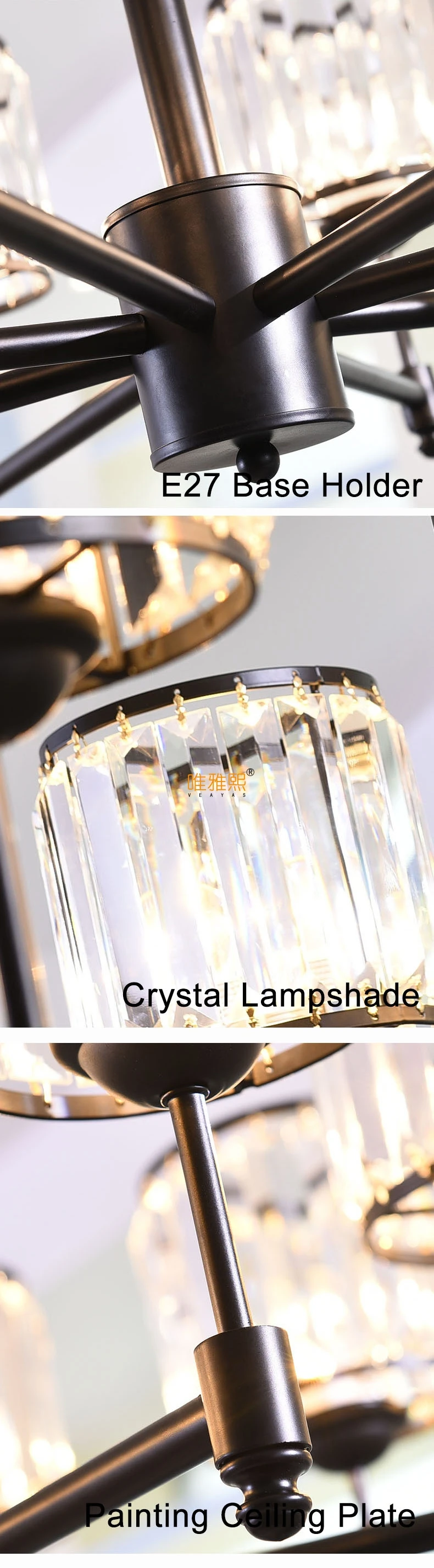 Luxury Crystal chandelier for Living Room Classic Crystal Chandelier Light Fixtures Bedroom Gold Lamp LED Crystal Lamp Ceiling