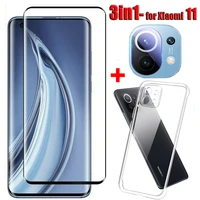 3in1 tempered glass screen protector 3d curved camera lens film soft tpu back case for xiaomi11 protectors for xiaomi 11