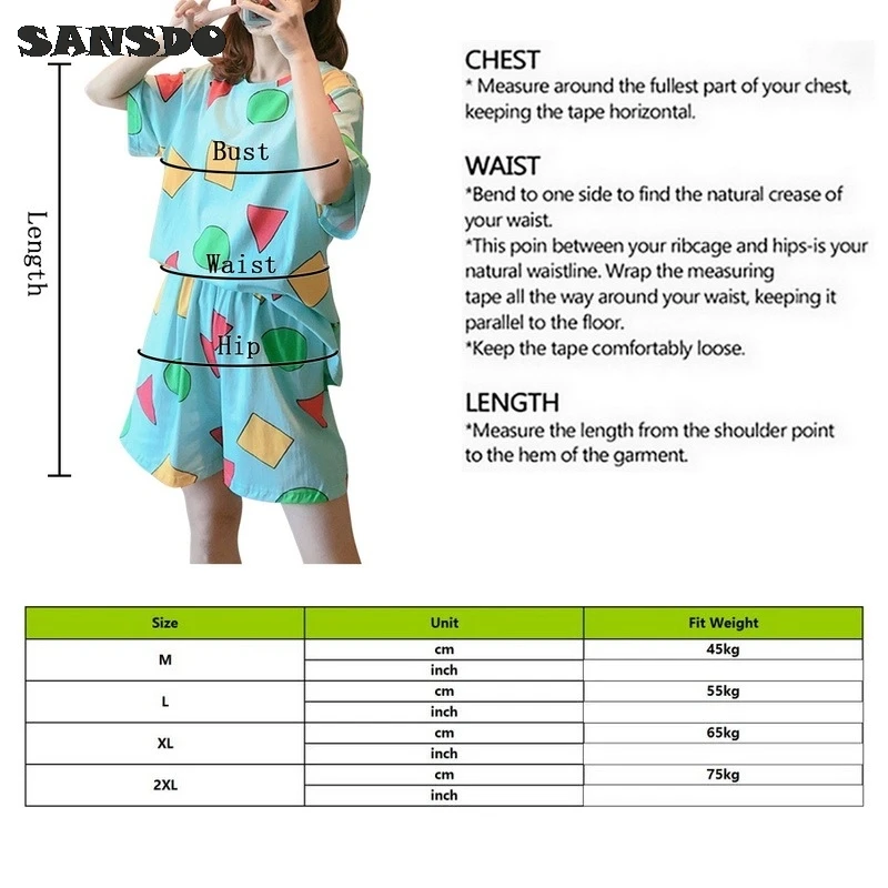 

Summer pijamas Japanese Pyjamas Sleepwear Cotton Pajamas Women Pijamas Short Sleeve Homewear Anime Nightgown Party