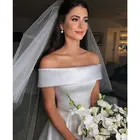 Женское атласное свадебное платье, простое платье в стиле бохо, длинное свадебное платье