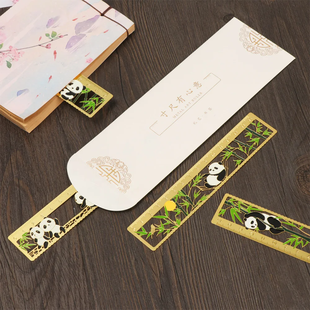 Новый китайский Стиль металлическая Закладка для книги панда полые линейки