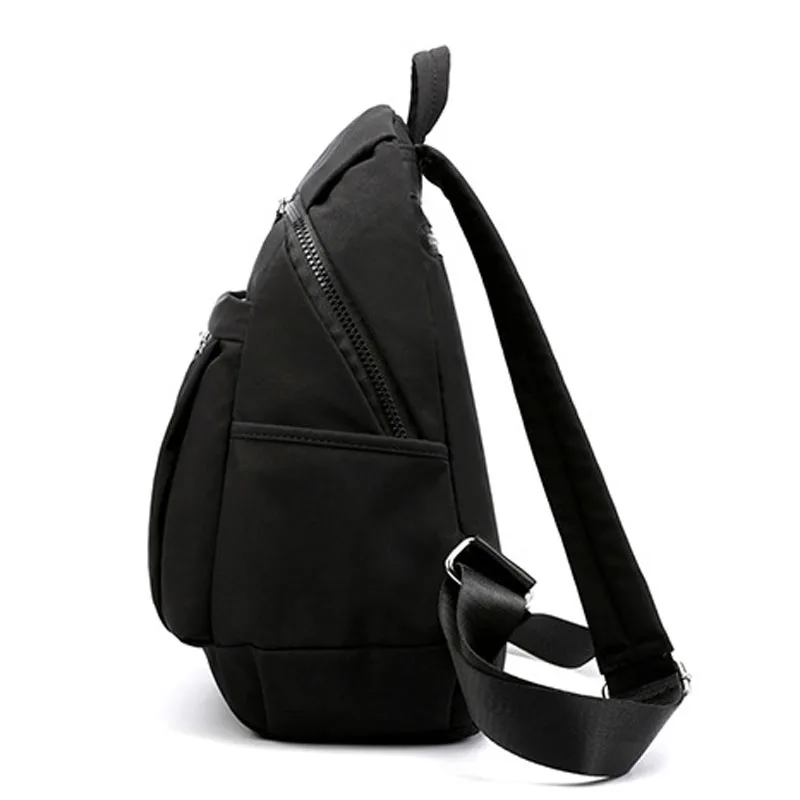 Light Nylon Women Backpack Black Zipper School Bags for Teenage Girls Flower Embroidery Female Rucksack High Capacity | Багаж и сумки
