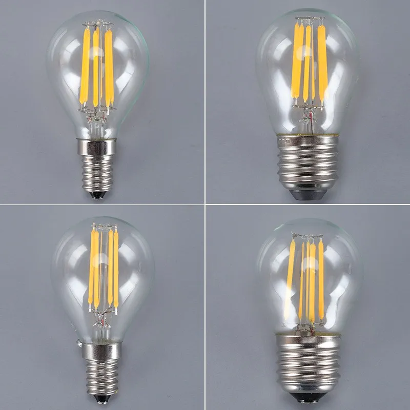 1 шт. G45 супер яркий Ретро светодиодный нити светильник E27 E14 2 Вт 4 6 110V / 220V Clear|Лампы