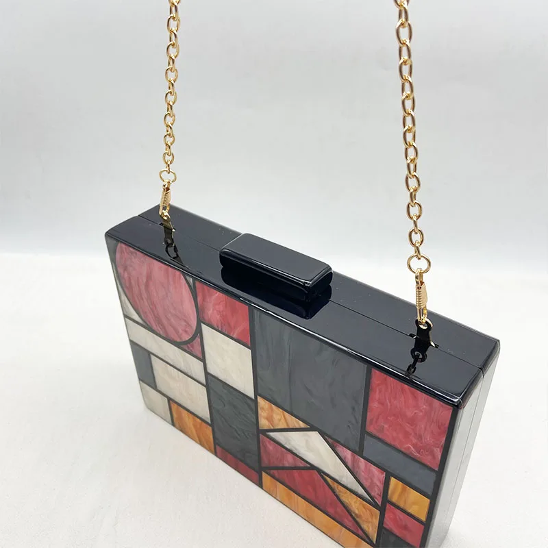 Женская Лоскутная сумка из акрила с геометрическим узором сумка-мессенджер на