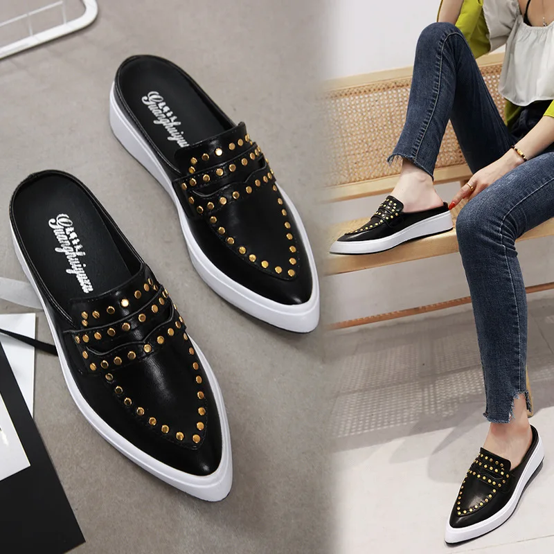 Брендовая обувь с закрытым носком тапочки шлепанцы женские Мужская без застежки