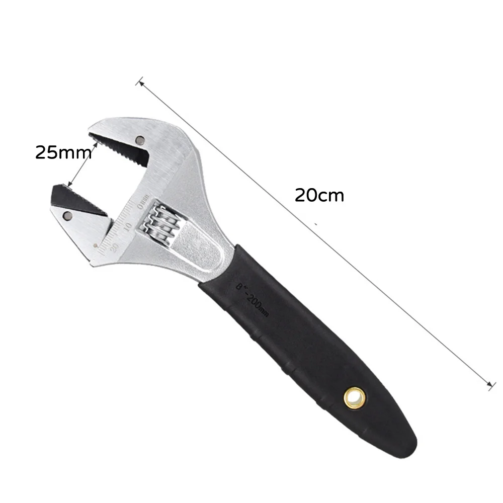 

1pc Adjustable/Pipe Wrench Vanadium Open-End Preset Reversible Jaw in Chrome