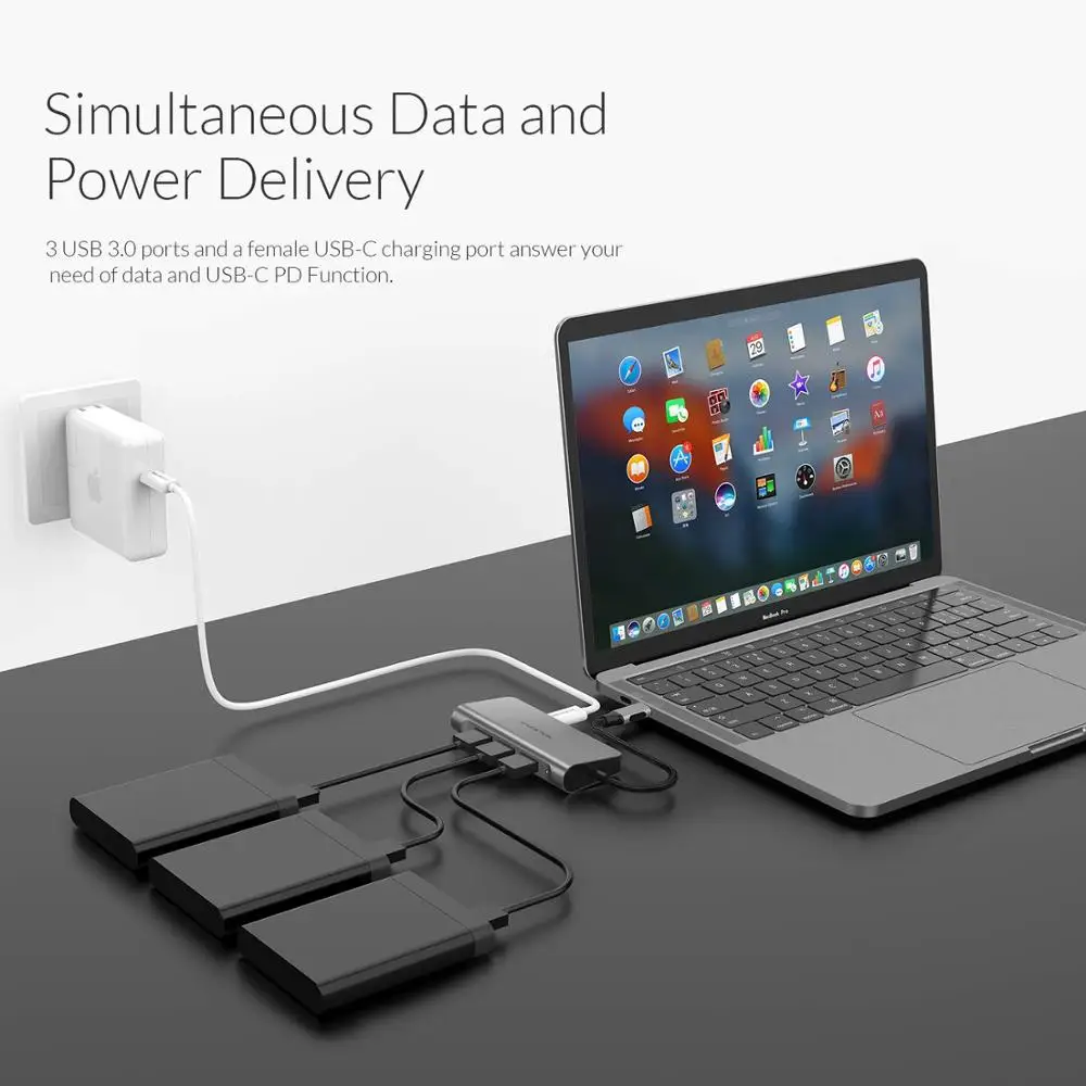 USB концентратор с 4K HDMI Gigabit Ethernet 3 0 зарядный адаптер для MacBook Pro (Порт Thunderbolt 3) новый