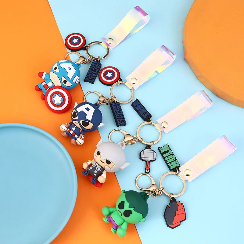 Брелок для ключей с героями аниме Marvel Мстители фигурки мультяшный персонаж