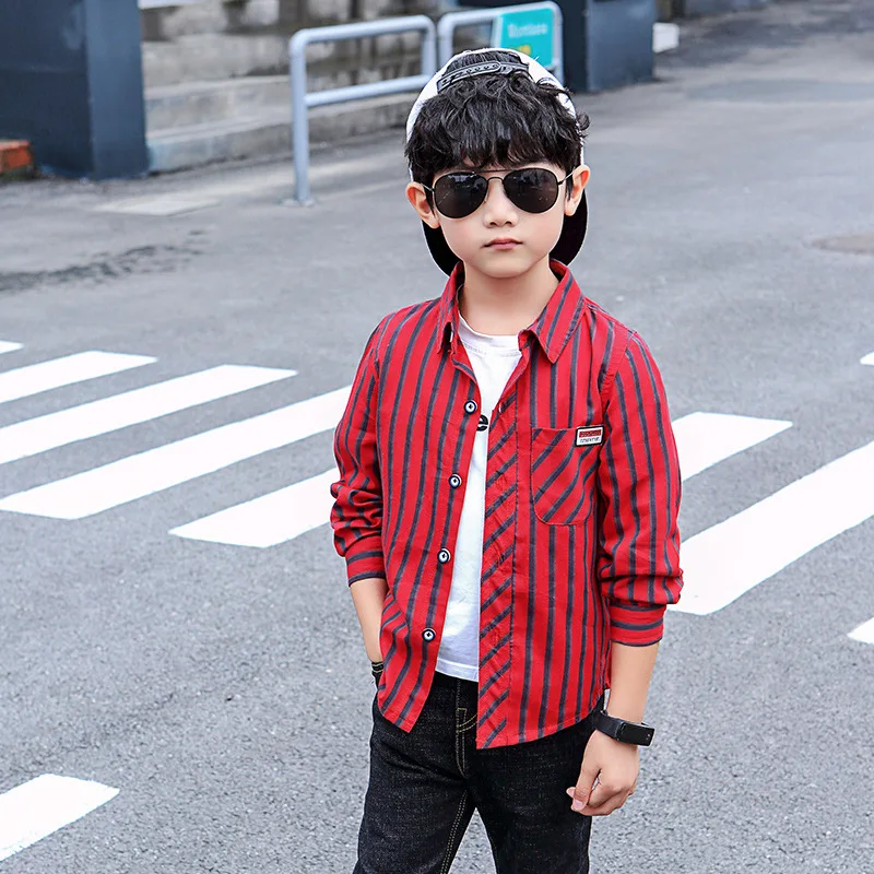 

Spring 2020 Baby Big Boy Shirts For Children Cotton Striped Blouse Clothing Infant Boy Long Sleeve Blouses Button Shirt For Boys