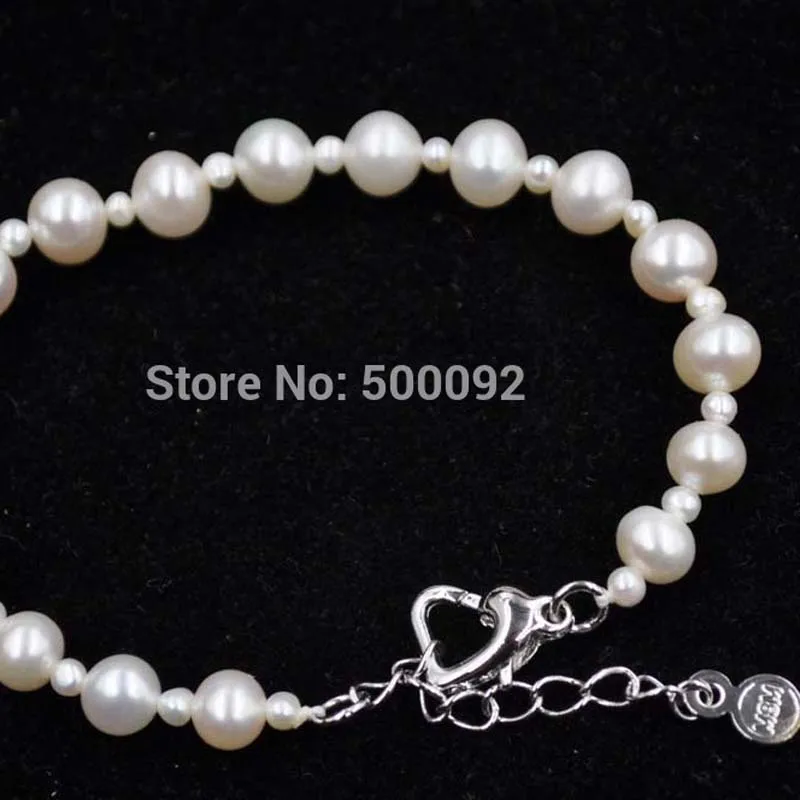 

Genuine pearl 3mm /6-7mm white freshwater pearls bracelet 7.5"