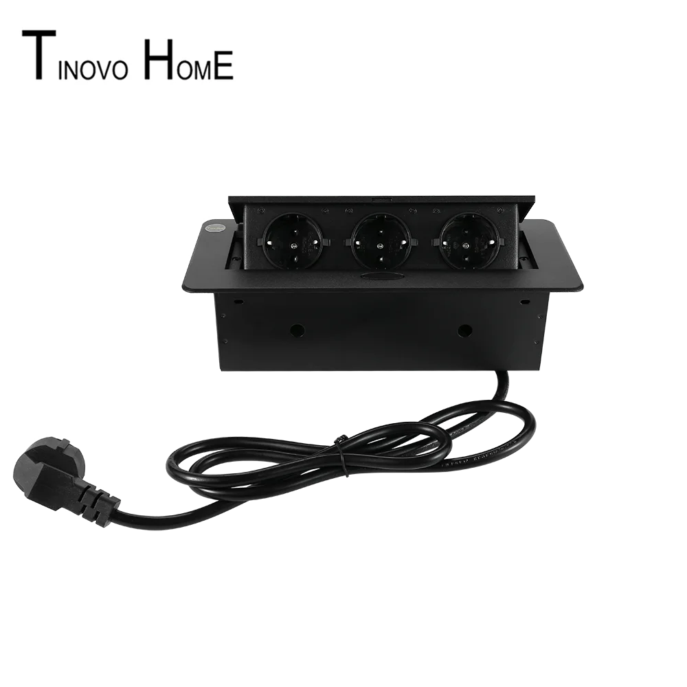 Медленное отскакивание настольная розетка / 3-позиционная Европейская стандартная панель из цинкового сплава Стальная коробка выключателя 1,5 м кабель с европейской вилкой.