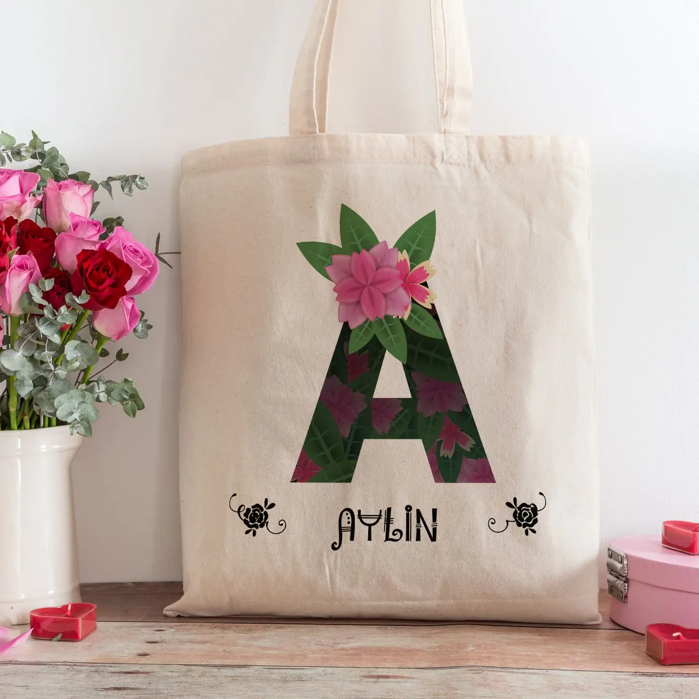 

Personalized Letter A Design Name Printed Bag