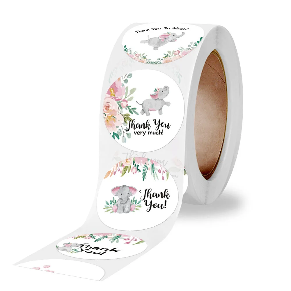 

Qiduo 500pcs flower Thank You Stickers Scrapbooking Kraft Handmade Stickers for Wedding Gift Card Stationery Seal Label Stickers