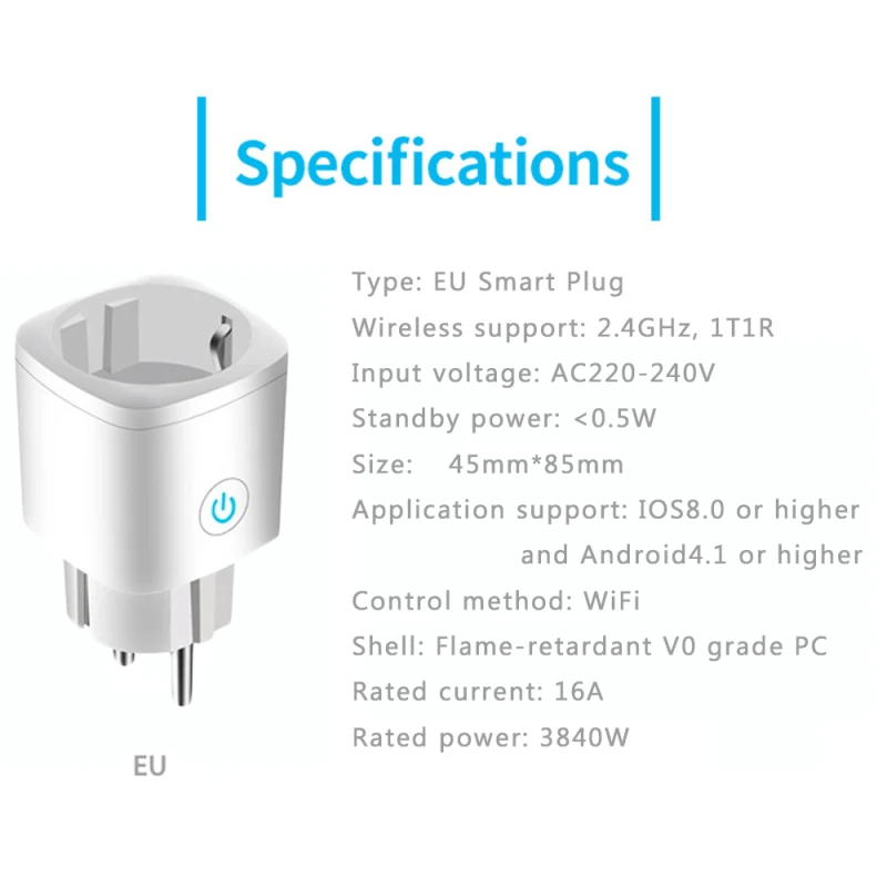 

WiFi Smart Wireless EU Plug Adaptor Remote Voice Control Outlet Timer Socket For Alexa Google Home Smart Socket Plug Dropship