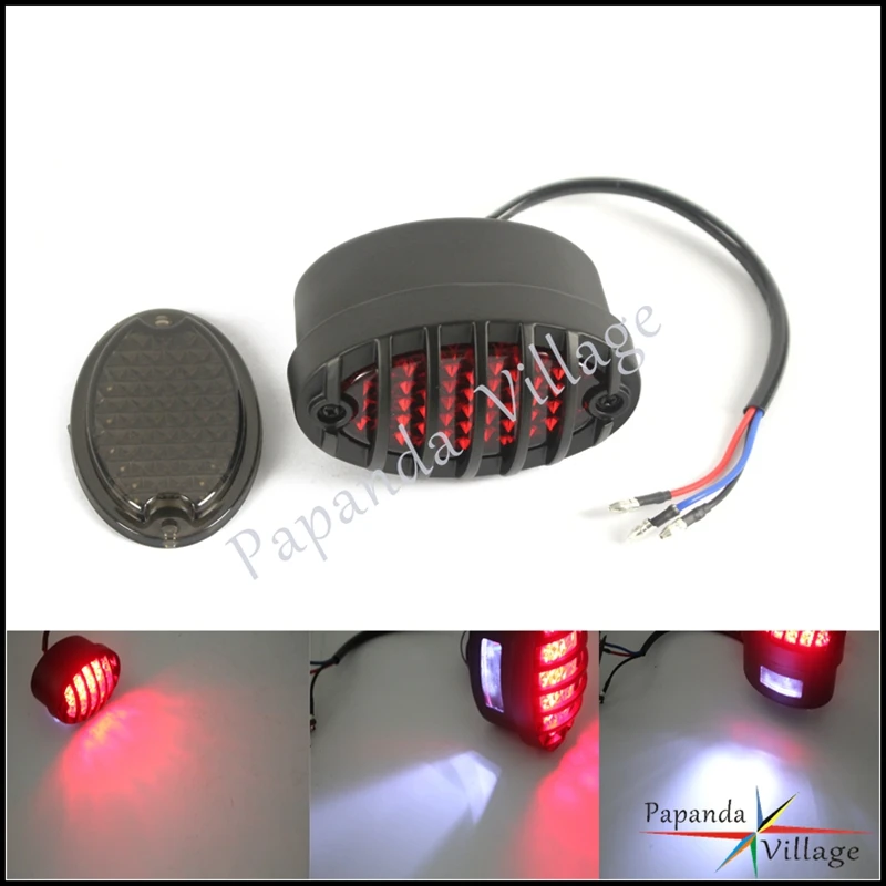 

Motorcycle Black Rear Retro Tail Running Brake Light Custom Projects Lamp for Harley Cafe Racers Cruisers