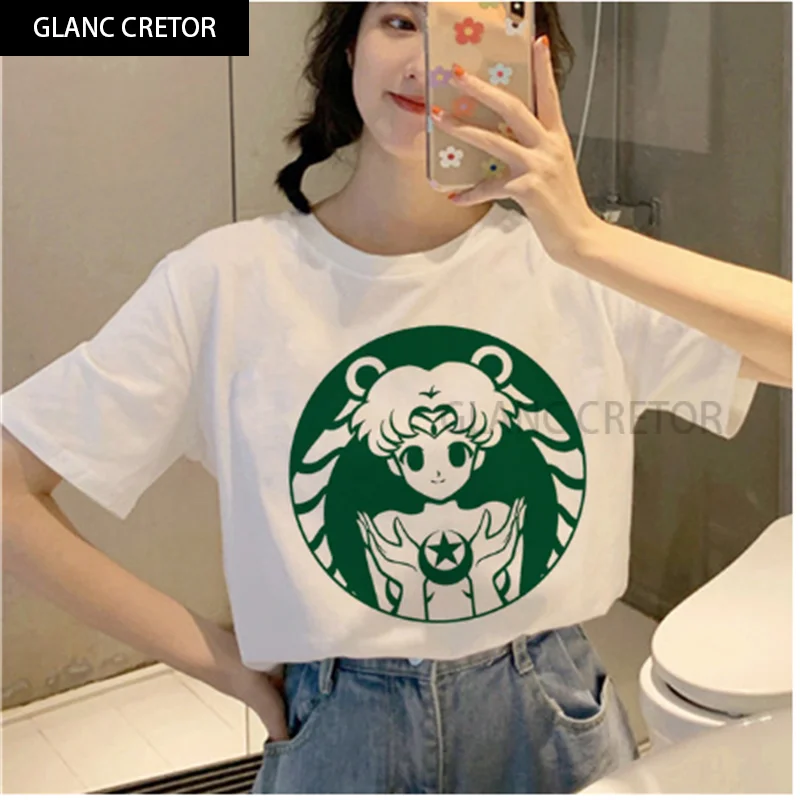 

Sailor Moon 90s Graphic Cute Aesthetic T-shirt Fun Kawaii Top Tee Girl Harajuku Ullzang T-shirt Ladies Korean T-shirt