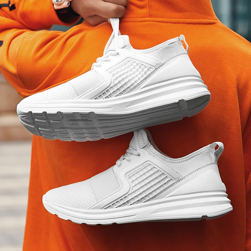 Кроссовки мужские сетчатые без шнуровки дышащие повседневная обувь большие