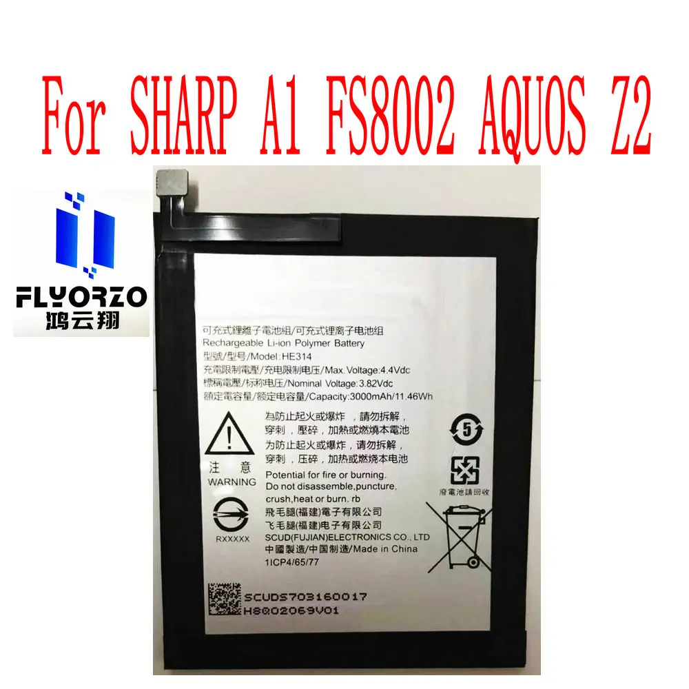 

100% Brand new high quality 3000mAh HE314 Battery For SHARP A1 FS8002 AQUOS Z2 Mobile Phone
