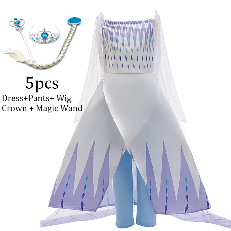 

Girls Dress Printing Kids 2 Elsa Princess Dresses For Girls Cartoon Costume Carnival Cosplay Party Dress Children Clothing 2020
